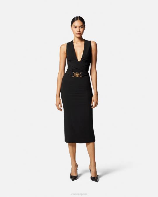 Versace ropa mujer vestido midi con medusa \'95 6BPV35 negro