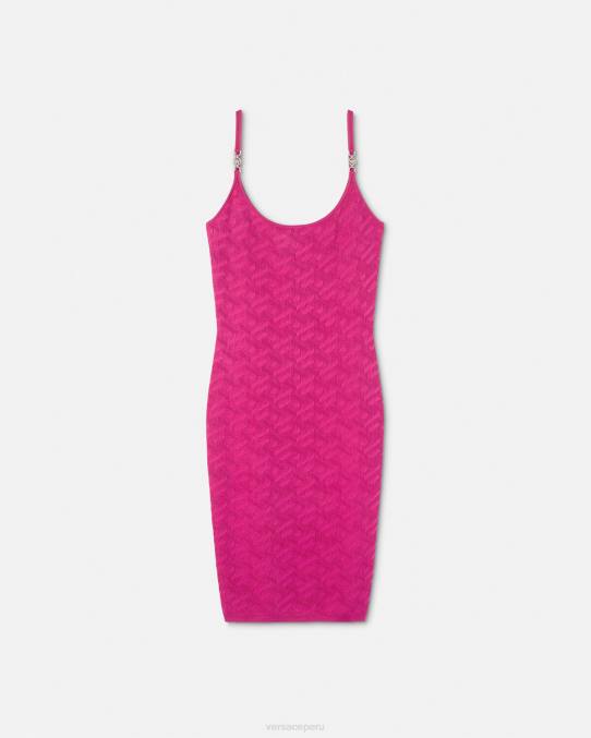 Versace ropa mujer vestido midi con medusa '95 de la greca 6BPV30 fucsia