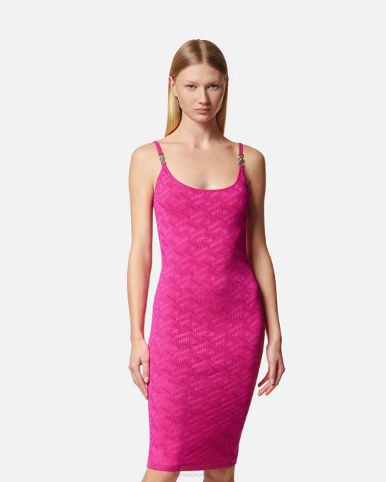 Versace ropa mujer vestido midi con medusa \'95 de la greca 6BPV30 fucsia