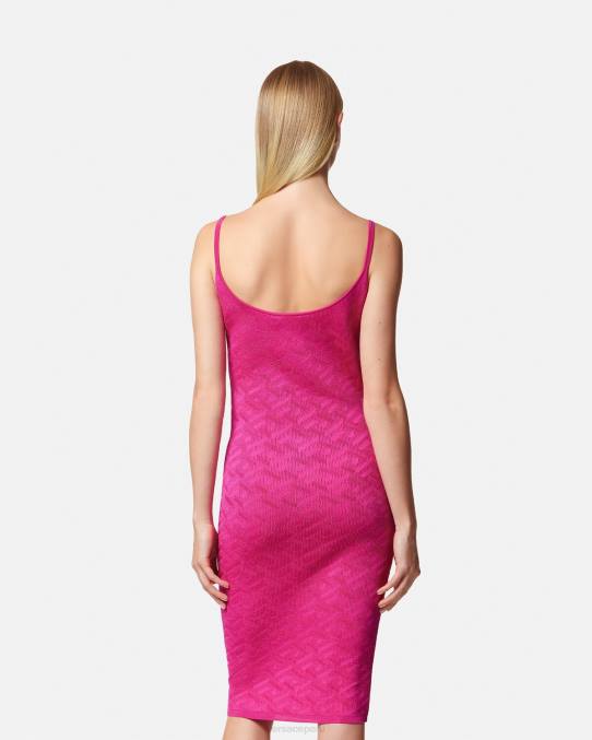 Versace ropa mujer vestido midi con medusa \'95 de la greca 6BPV30 fucsia