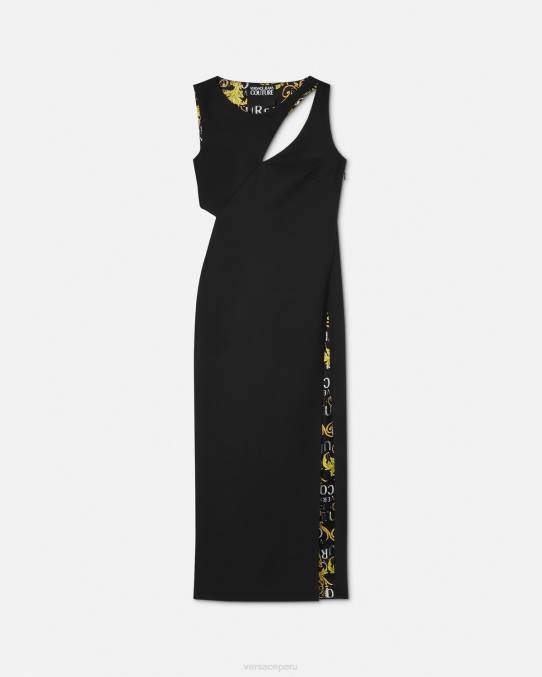 Versace ropa mujer vestido midi de alta costura con logo 6BPV2190 negro