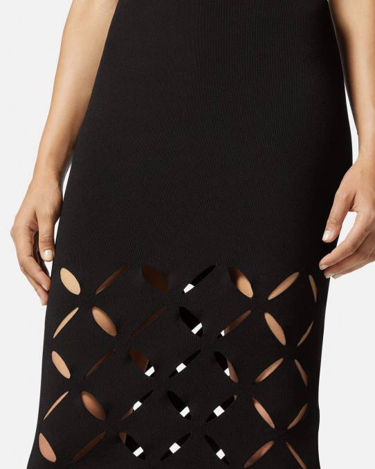 Versace ropa mujer vestido midi de punto con aberturas 6BPV49 negro