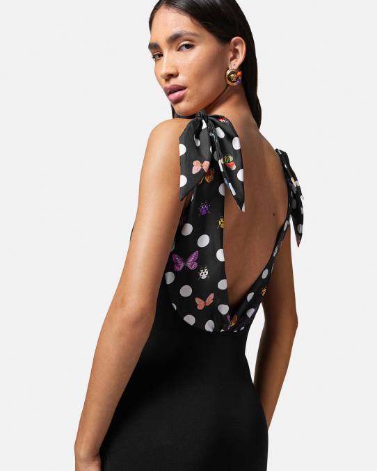 Versace ropa mujer vestido midi de punto con mariposas y medusa \'95 6BPV6 negro