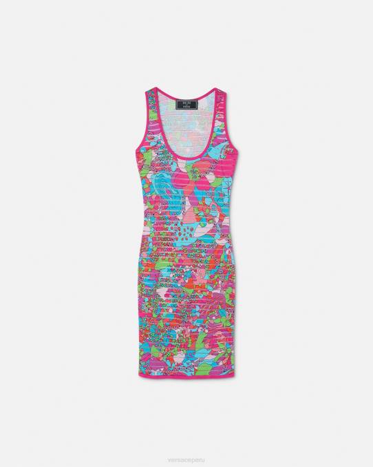 Versace ropa mujer vestido midi de punto floral de verano 6BPV12 imprimir