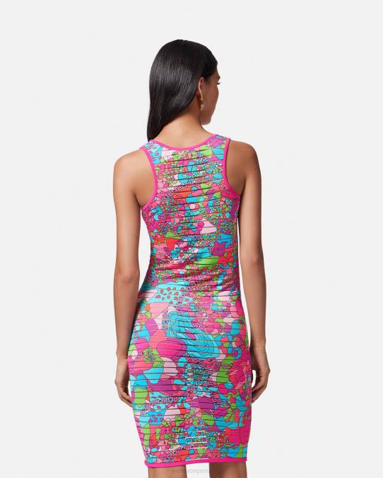 Versace ropa mujer vestido midi de punto floral de verano 6BPV12 imprimir