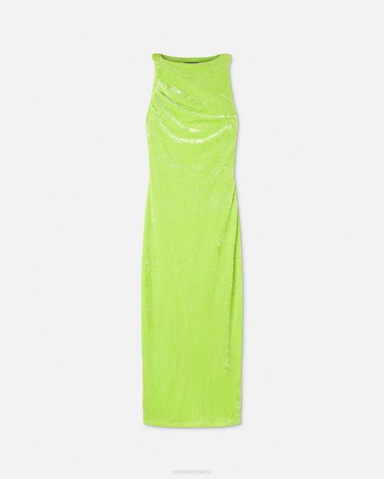 Versace ropa mujer vestido midi de terciopelo enrollado 6BPV75 cal