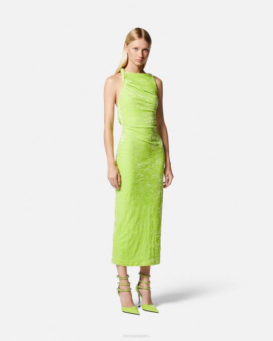 Versace ropa mujer vestido midi de terciopelo enrollado 6BPV75 cal