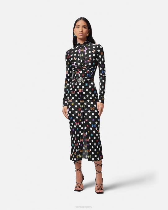 Versace ropa mujer vestido midi estilo camisa con mariposas y medusa \'95 6BPV4 imprimir