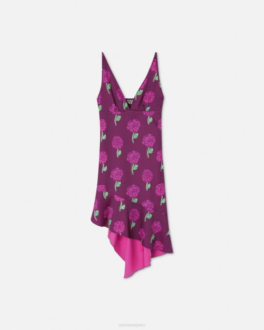 Versace ropa mujer vestido midi rosas 6BPV2160 Violeta