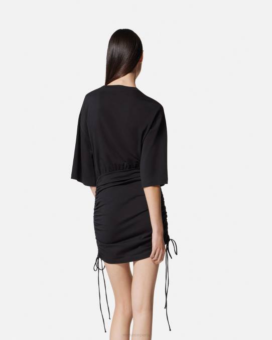 Versace ropa mujer vestido tipo camiseta con cordones y logo de rosas 6BPV2161 negro