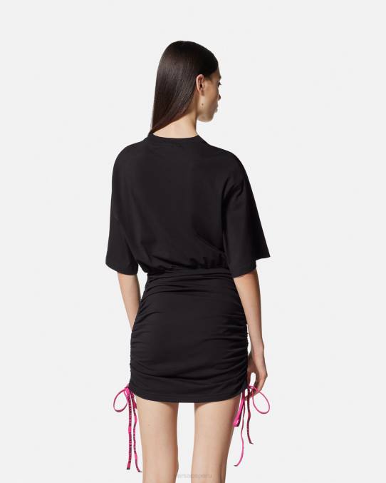 Versace ropa mujer vestido tipo camiseta con logo y número de pieza 6BPV2192 negro