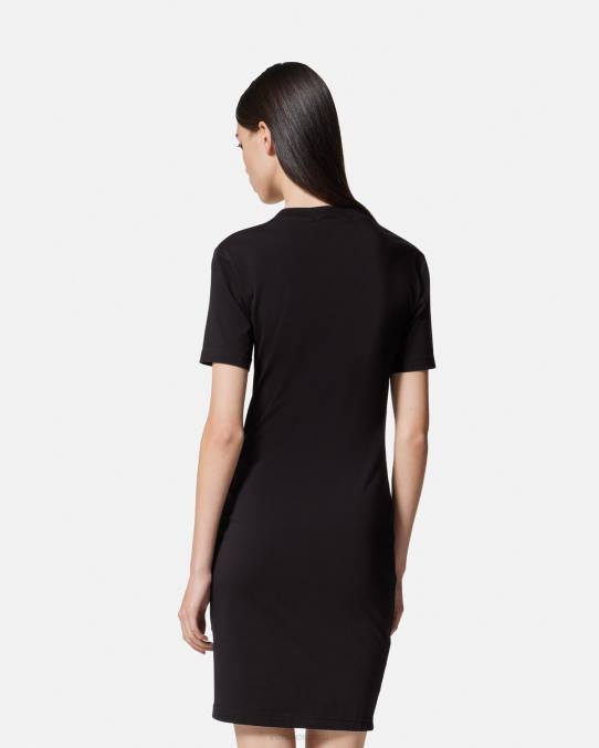 Versace ropa mujer vestido tipo camiseta con logo y rosas 6BPV2157 negro