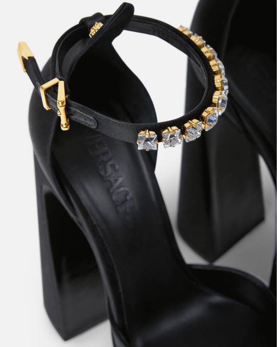 Versace zapato mujer zapatos de tacón con plataforma puntiaguda aevitas 6BPV421 negro