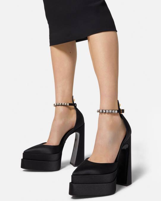 Versace zapato mujer zapatos de tacón con plataforma puntiaguda aevitas 6BPV421 negro