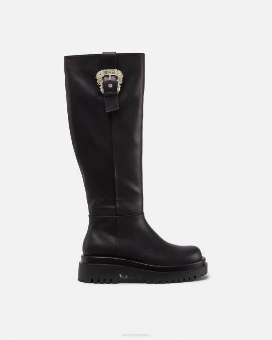 Versace zapato mujer botas altas con hebilla barroca 6BPV2269 negro