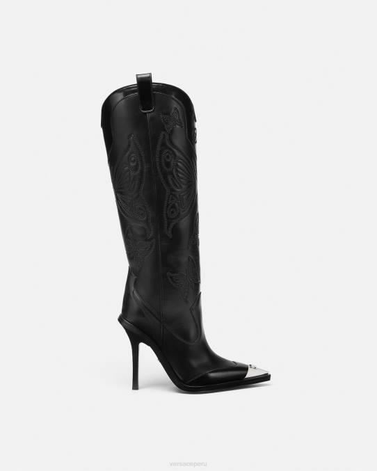 Versace zapato mujer botas altas con mariposas 6BPV473 negro