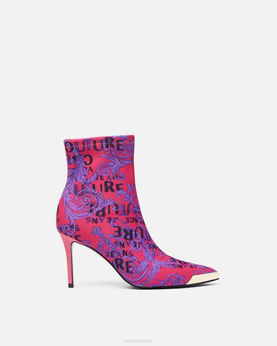 Versace zapato mujer botas de alta costura con logo scarlett 6BPV2305 fucsia y estampado
