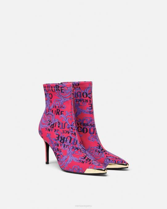 Versace zapato mujer botas de alta costura con logo scarlett 6BPV2305 fucsia y estampado