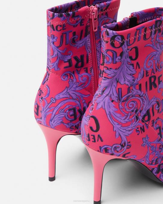 Versace zapato mujer botas de alta costura con logo scarlett 6BPV2305 fucsia y estampado