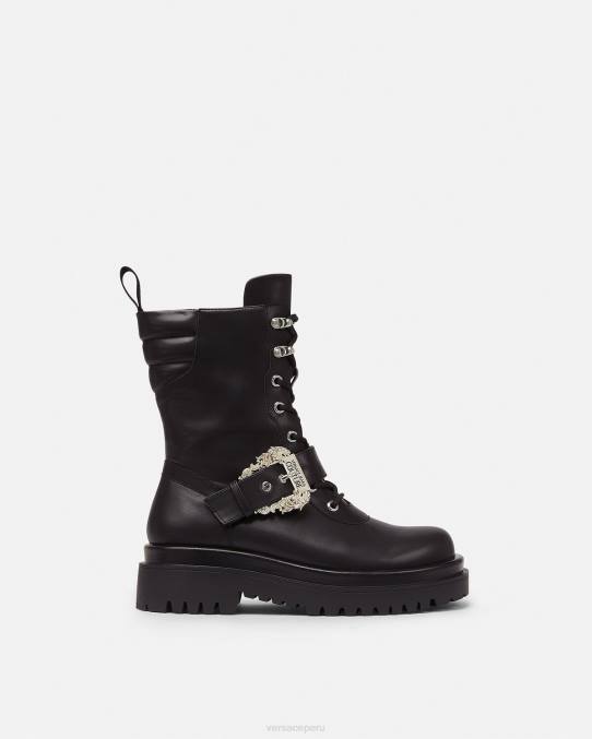 Versace zapato mujer botas militares con hebilla barroca 6BPV2270 negro