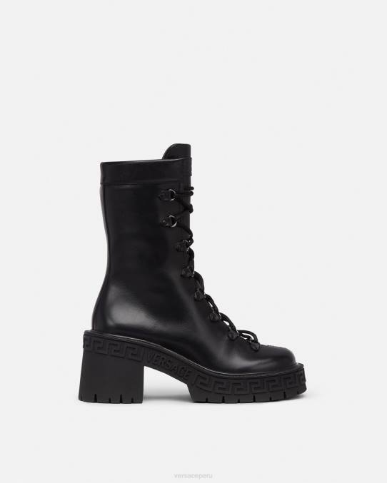 Versace zapato mujer botas militares con plataforma greca 6BPV480 negro