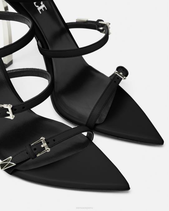 Versace zapato mujer sandalias con punta de alfiler 6BPV387 negro