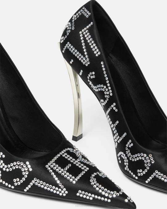 Versace zapato mujer zapatos de tacón con detalles en toda la prenda 6BPV403 negro