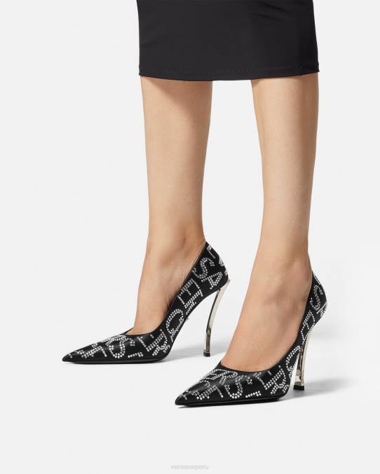 Versace zapato mujer zapatos de tacón con detalles en toda la prenda 6BPV403 negro