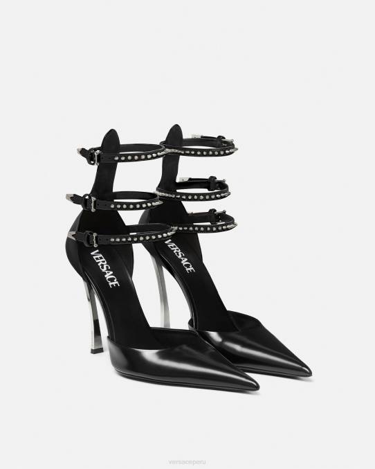 Versace zapato mujer zapatos de tacón con punta de alfiler 6BPV402 negro