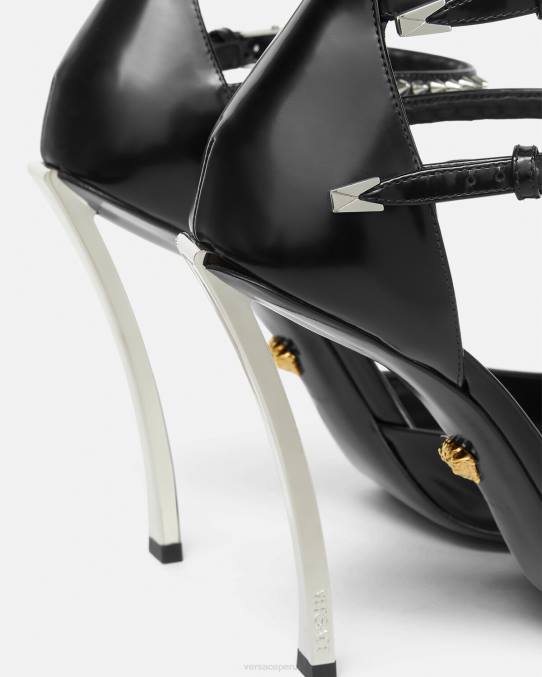 Versace zapato mujer zapatos de tacón con punta de alfiler 6BPV402 negro