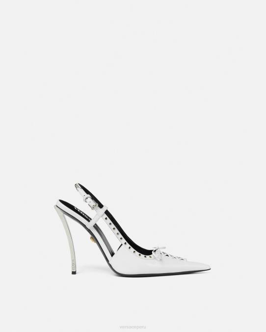 Versace zapato mujer zapatos de tacón con tira trasera y cordones 6BPV383 blanco