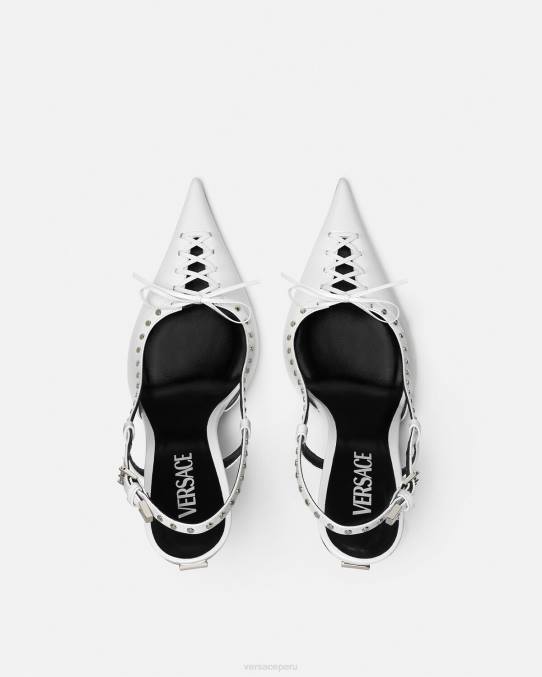 Versace zapato mujer zapatos de tacón con tira trasera y cordones 6BPV383 blanco