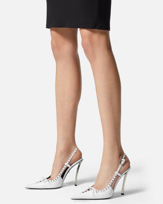 Versace zapato mujer zapatos de tacón con tira trasera y cordones 6BPV383 blanco