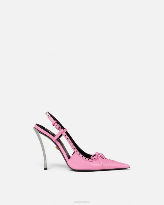 Versace zapato mujer zapatos de tacón con tira trasera y cordones 6BPV389 rosa