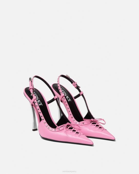 Versace zapato mujer zapatos de tacón con tira trasera y cordones 6BPV389 rosa