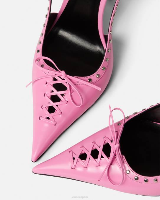 Versace zapato mujer zapatos de tacón con tira trasera y cordones 6BPV389 rosa