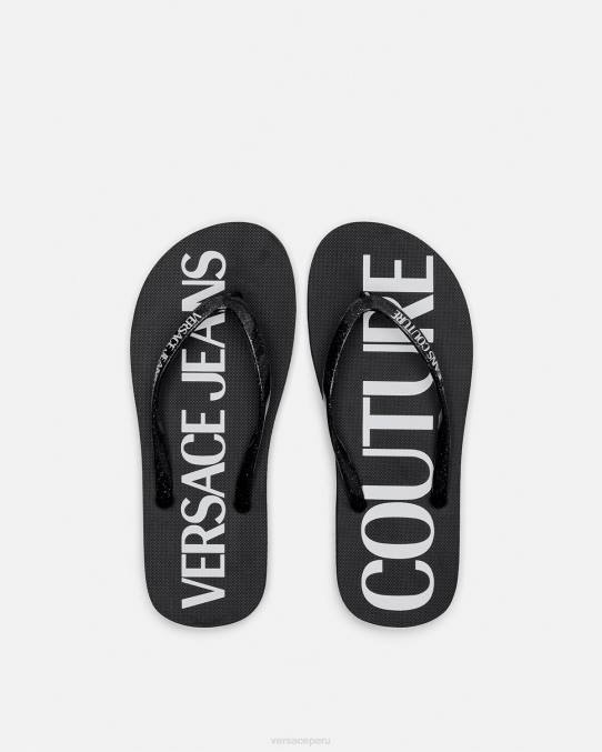 Versace zapato mujer chanclas con logo 6BPV2286 negro y estampado