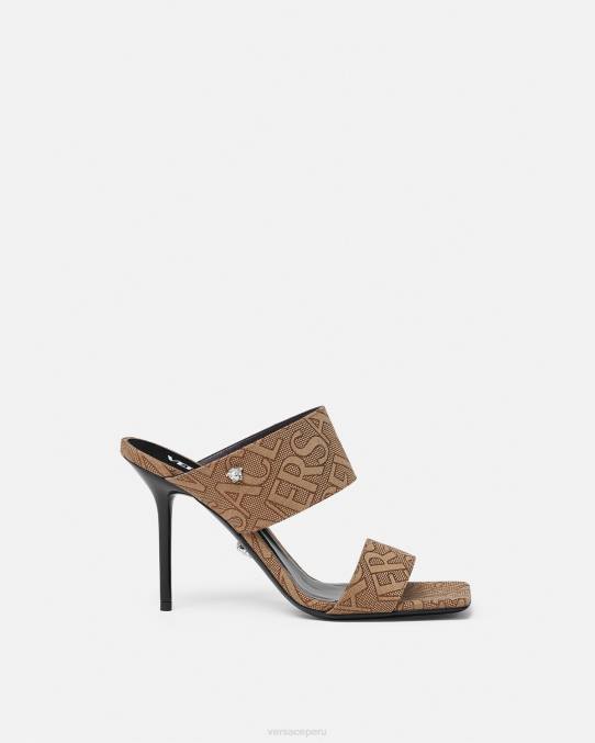 Versace zapato mujer mules con tacón alto integral 6BPV439 marrón
