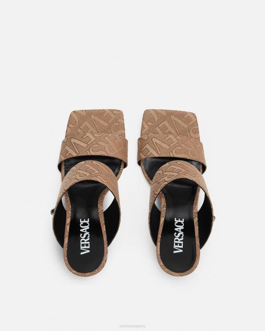 Versace zapato mujer mules con tacón alto integral 6BPV439 marrón