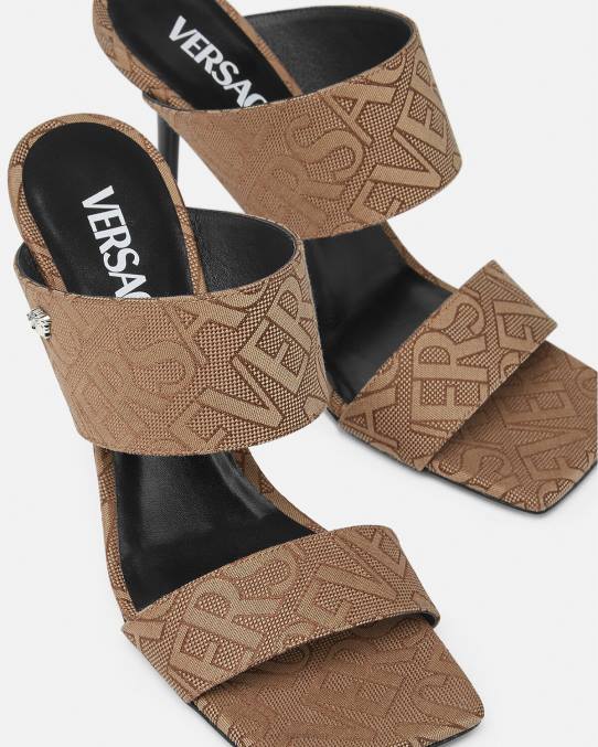 Versace zapato mujer mules con tacón alto integral 6BPV439 marrón