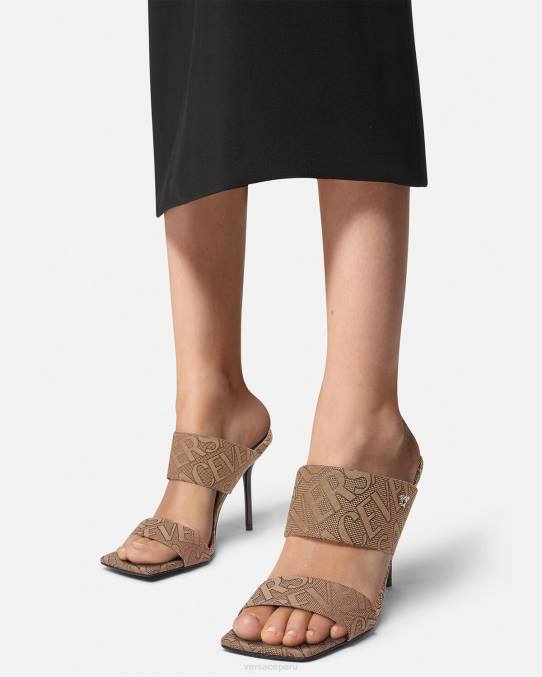 Versace zapato mujer mules con tacón alto integral 6BPV439 marrón