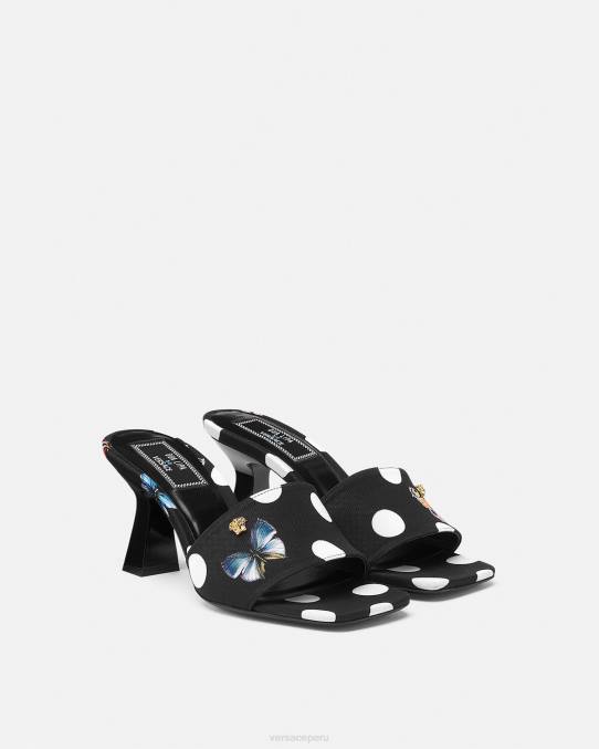 Versace zapato mujer mules de lona con mariposas 6BPV432 imprimir