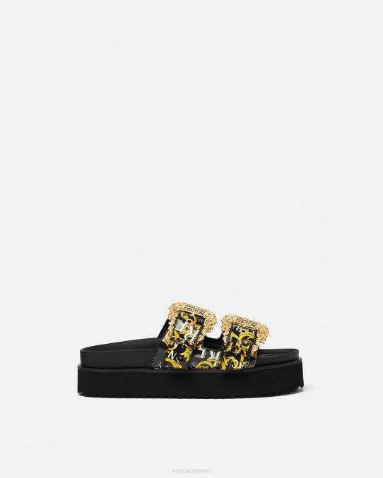 Versace zapato mujer sandalias Arizona de alta costura con logo 6BPV2276 oro negro