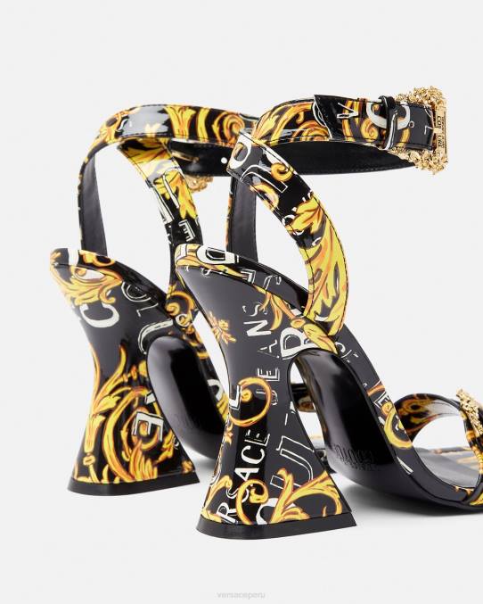 Versace zapato mujer sandalias Kirsten de alta costura con logo 6BPV2292 oro negro