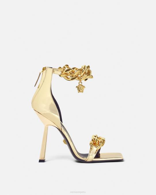 Versace zapato mujer sandalias con cadena metálica de Medusa 6BPV447 oro