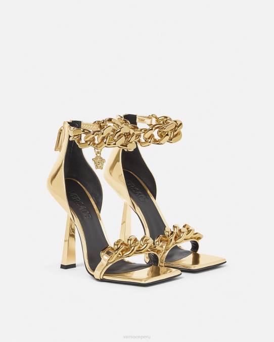 Versace zapato mujer sandalias con cadena metálica de Medusa 6BPV447 oro