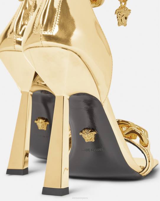 Versace zapato mujer sandalias con cadena metálica de Medusa 6BPV447 oro