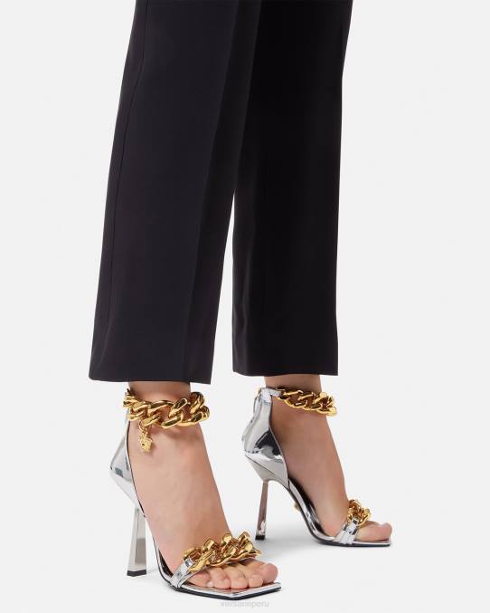 Versace zapato mujer sandalias con cadena metálica de Medusa 6BPV464 plata