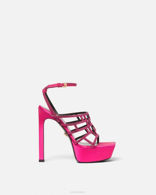 Versace zapato mujer sandalias con greca maze y cristales 6BPV468 rosa