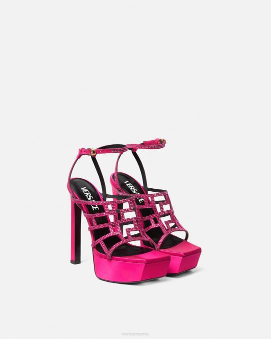 Versace zapato mujer sandalias con greca maze y cristales 6BPV468 rosa